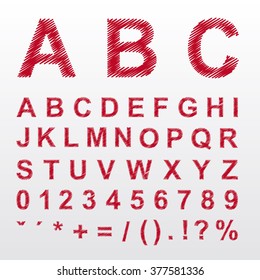 Vector alphabet from red thread. Eps 10.