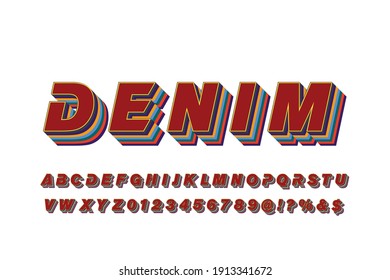 vector alphabet retro font, typeface design, red style background