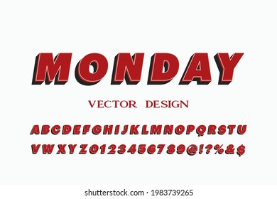 vector alphabet retro font, typeface design, red style background