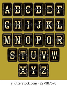 vector alphabet in retro style on background for web design