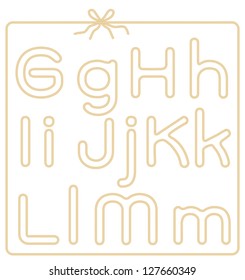 Vector alphabet with rope contour stroke