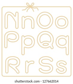Vector alphabet with rope contour stroke