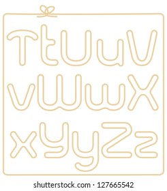 Vector alphabet with rope contour stroke