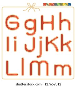 Vector alphabet with rope stroke with ten swatch gradient bars