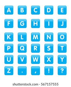 Vector Alphabet Rounded Square Icons or Buttons