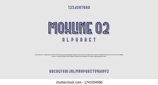 Vector Alphabet, Rustic Font With Line In The Middle With Shadow