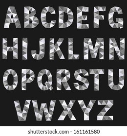 Vector Alphabet Set. Black and white font. 
