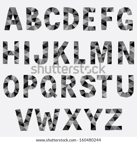 Vector Alphabet Set. Black and white font. 