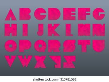 Vector Alphabet Set. Font with Outer Shadow, Filled with Triangles.