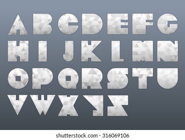 Vector Alphabet Set. Font with Outer Shadow, Filled with Triangles.