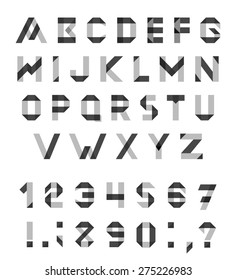 Vector Alphabet Set Fun geometric font. Vector font with overlapping strokes and mixed colours. Multiply blend mode.