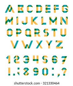 Vector Alphabet Set Fun geometric font. Vector font with overlapping strokes and mixed colours. Multiply blend mode.