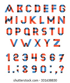 Vector Alphabet Set Fun geometric font. Vector font with overlapping strokes and mixed colours. Multiply blend mode.