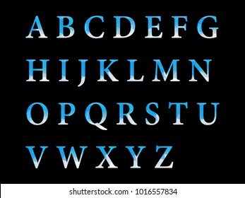 Vector Alphabet Set geometric font on black background