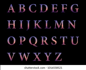 Vector Alphabet Set geometric font on black background