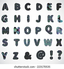 Vector Alphabet Set with geometrical pattern  