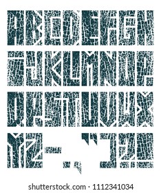 Vector Alphabet Set. Geometry style font. Punctuation symbols. Grunge texture