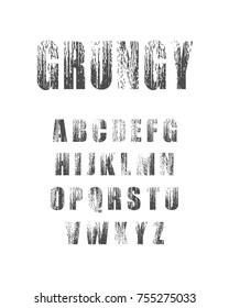 Vector Alphabet Set. Geometry style font. Punctuation symbols. Grunge texture effect