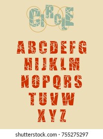 Vector Alphabet Set. Geometry style font. Circular decor
