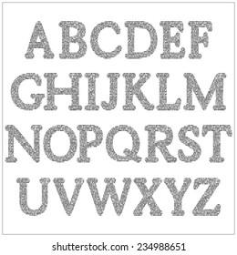 Vector Alphabet Set. Gray letters on a white background. 