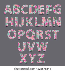 Vector Alphabet Set. Hand drawn triangle alphabet ABS letters - vector.