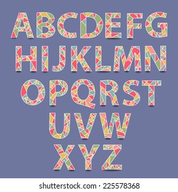 Vector Alphabet Set. Hand drawn triangle alphabet ABS letters - vector.