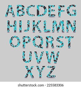 Vector Alphabet Set. Hand drawn triangle alphabet ABS letters - vector.