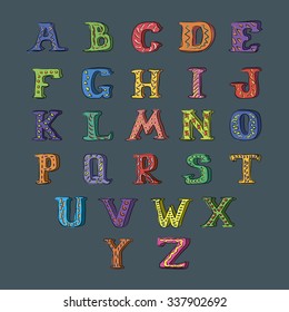 Vector alphabet set. Hand drawn letters