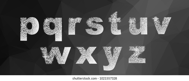 Vector alphabet set, letters with effect of destruction