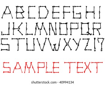 vector alphabet set made from bones in pirate style