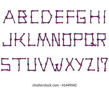vector alphabet set made from bones in pirate style