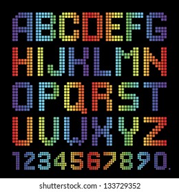Vector Alphabet Set. Rainbow squares. EPS10