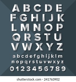 Vector Alphabet Set Silver on Dark Blue background.