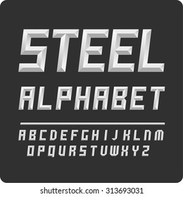 Vector Alphabet Set. Steel.