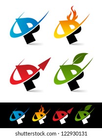 Vector alphabet set of various swoosh P logo icons