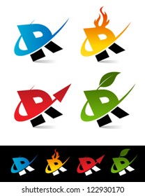 Vector alphabet set of various swoosh R logo icons