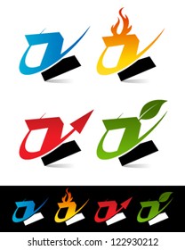 Vector alphabet set of various swoosh Z logo icons