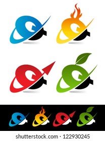 Vector alphabet set of various swoosh Q logo icons