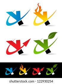 Vector alphabet set of various swoosh Y logo icons