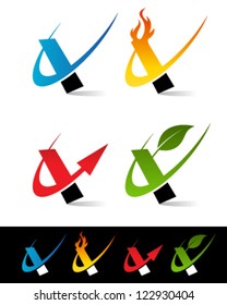 Vector alphabet set of various swoosh I logo icons.