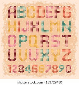 Vector Alphabet Set. Vintage polka dot. EPS10