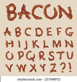 Vector Alphabet In The Shape Of Bacon Letters