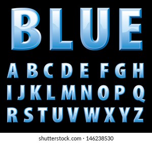 vector alphabet in shiny blue color 