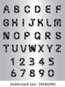 Vector alphabet of simple 3d letters. Sans bold. Upper cases Black. number set