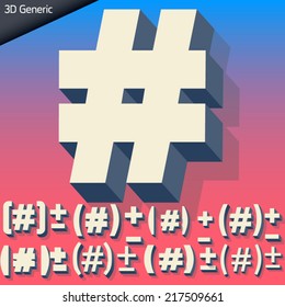 Vector alphabet of simple and generic 3d letters. Symbols 2 