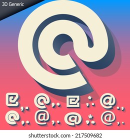 Vector alphabet of simple and generic 3d letters. Symbols 4 