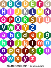 Vector Alphabet Small and Capital Letters set, Uppercase and lowercase letters in polygonal shape, simple font 