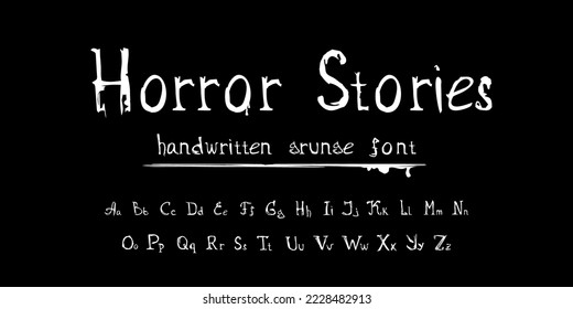 Vektoralphabet im Stil von Grunge. Horrorgeschichten. Die Schriftart, die nervöse unbeholfene Handschrift einer geistig unausgewogenen Person imitiert