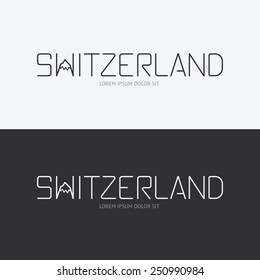 Vector alphabet switzerland design concept with flat sign icon/ can be used for travel publishing or web design layout.
