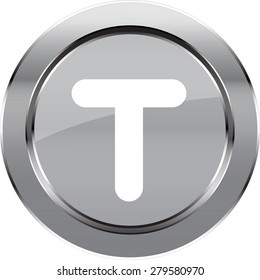 Vector  alphabet "T"  button